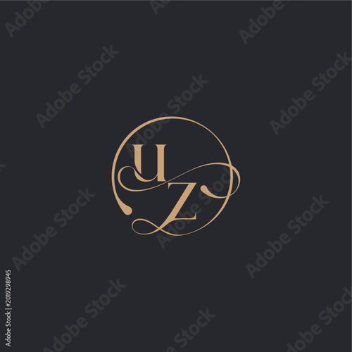 ZU letter elegant circle concept organic line style design wedding luxury curve initial monogram