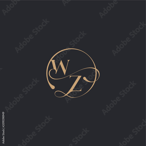 ZW letter elegant circle concept organic line style design wedding luxury curve initial monogram