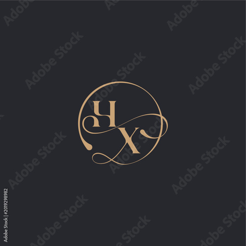 XH letter elegant circle concept organic line style design wedding luxury curve initial monogram