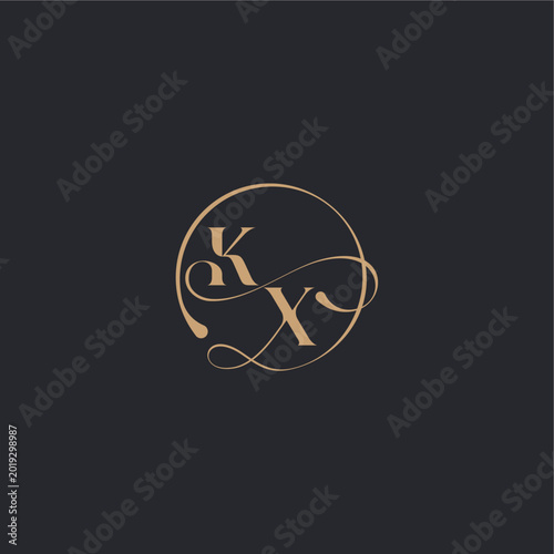 XK letter elegant circle concept organic line style design wedding luxury curve initial monogram