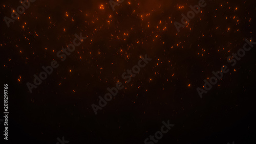 Photography Glowing Fire Sparks and Embers on Dark Background