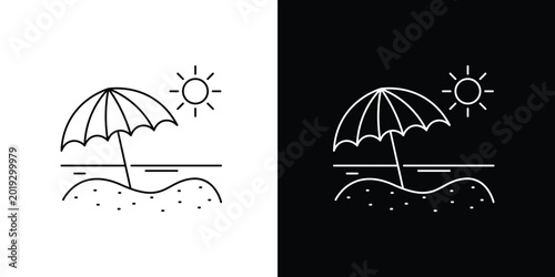 Schilderij op canvas Vector illustration set of umbrella silhouettes and colorful parasol icons for r