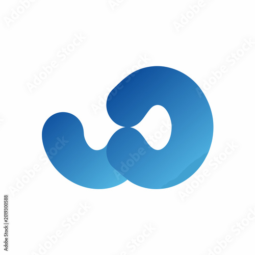 Schilderij op canvas abstract interlocking shapes logo modern blue gradient design on a white backgro