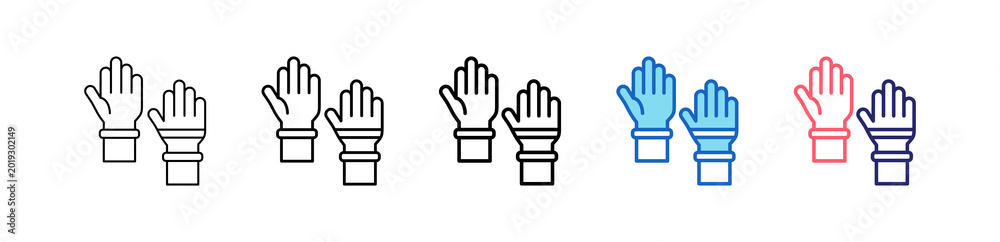 Fototapeta premium Rubber Gloves Icon In 5 Different Styles Set Collection.