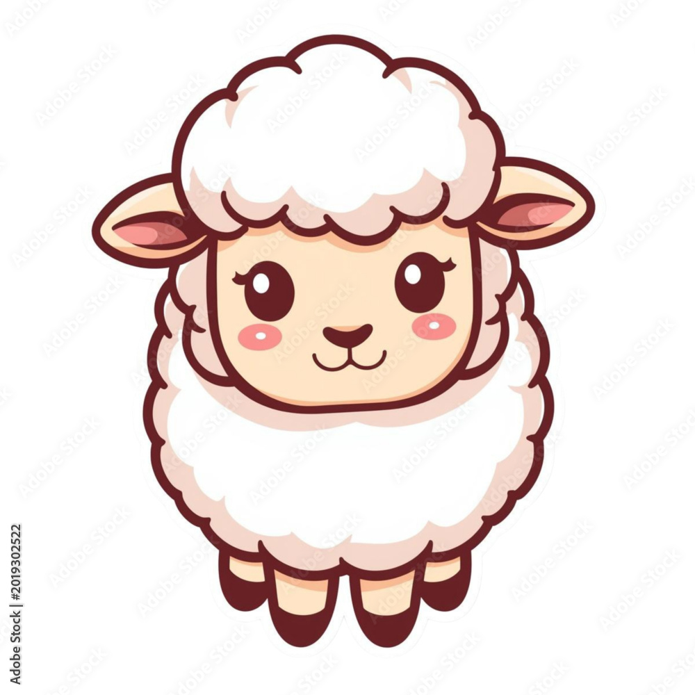 Fototapeta premium Cute Sheep Mascot Cartoon Character Vector Illustration