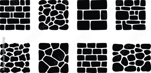 Schilderij op canvas Architectural CAD Hatch Patterns for Technical Drawing with Brick and Stone Maso
