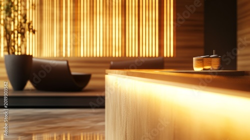 luxury hotel, with elegant design, warm lighting, generative ai