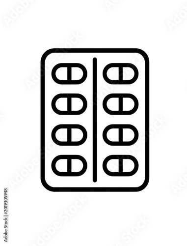 Pharmaceutical Blister Pack | Oral Medication Packaging Line Art Vector