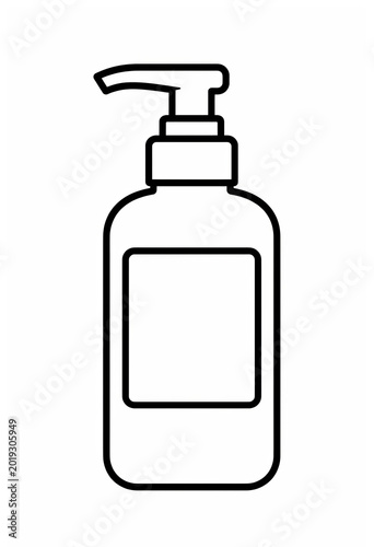 Hand Sanitizer Pump Bottle | Medical Hygiene Container Line Art Vector