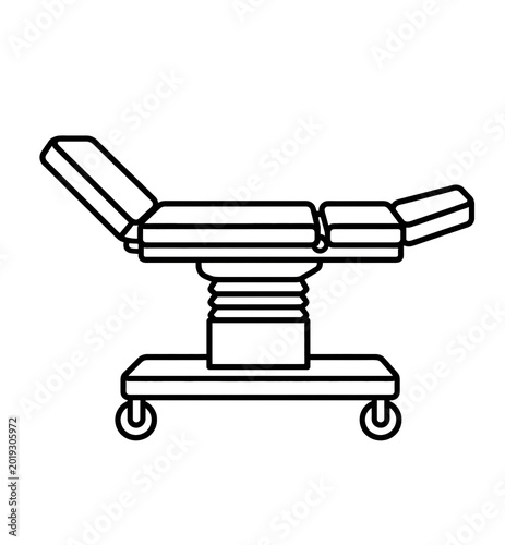 Side View Surgical Operating Table | Hospital Procedure Equipment Line Art Vector