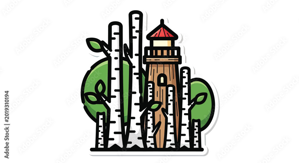 Naklejka premium Illustration of a brown lighthouse tower.