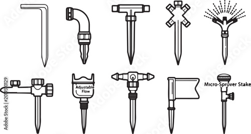 Bild auf Leinwand Vector illustration of water sprinklers and irrigation systems Vector
