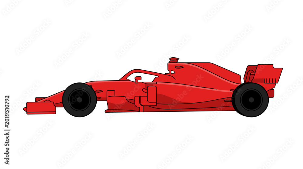 Fototapeta premium Sleek Red Formula One Sports Car Vector