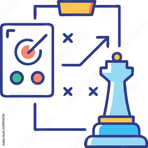 Business strategy icon with chess piece