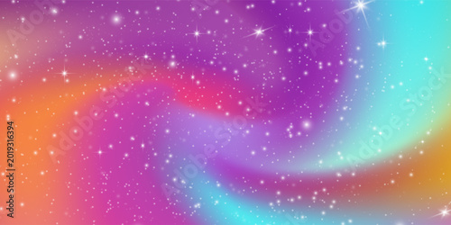 Unicorn magical bokeh background with pastel rainbow gradient and sparkling stars for fantasy design. Soft pink, purple and blue colors with glowing light effects. Dreamy fairy tale atmosphere.