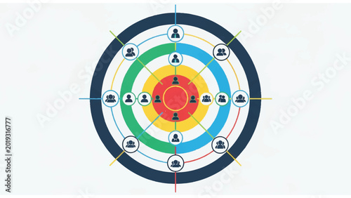 Colorful Target with Icons and Letters.