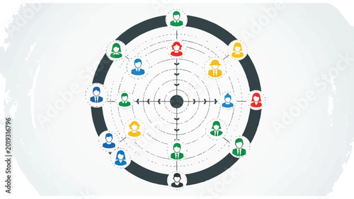 Dartboard with colored human icons.