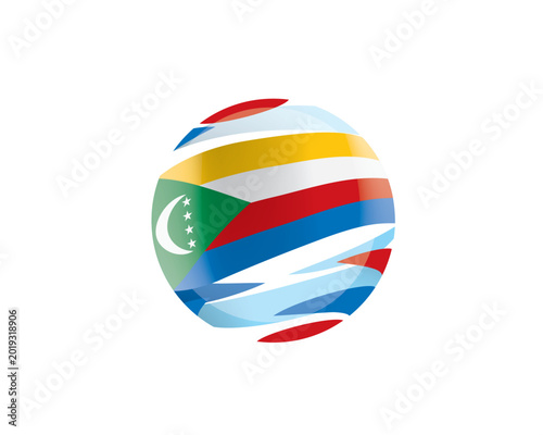 Foto The Comoros flag in an abstract sphere