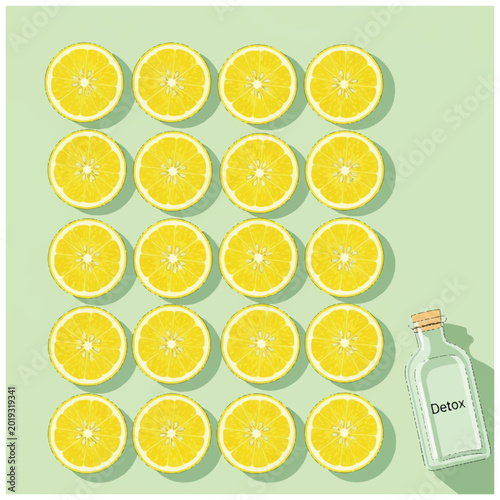 Canvastavla Lemon Slices and Detox Bottle Arranged.