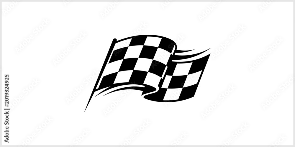 Fototapeta premium Black and White Checkered Racing Flag Waving