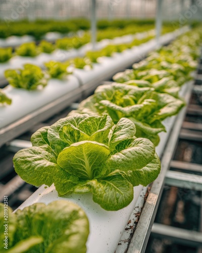 Hydroponic Lettuce Growth in Greenhouse
