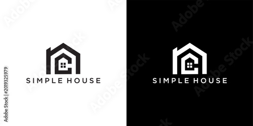 Simple house logo design with letter L H.