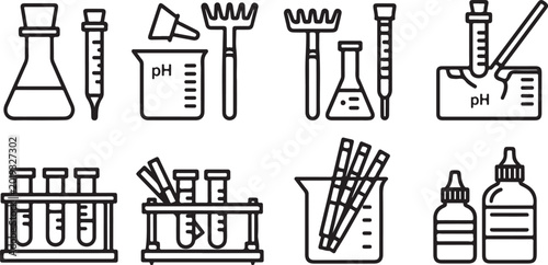 Bild auf Leinwand Laboratory glassware set with beakers flasks and test tubes vector Vector