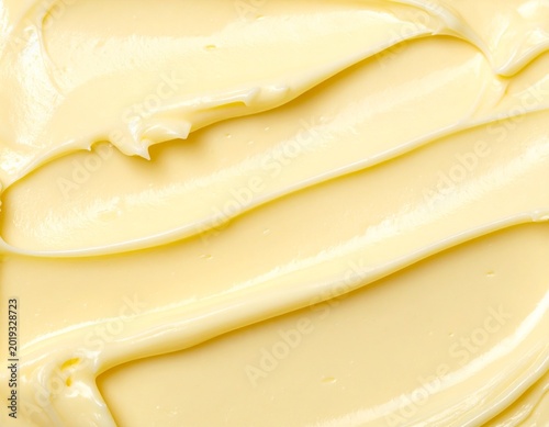 Smooth pale yellow butter texture with creamy folds and glossy highlights close up