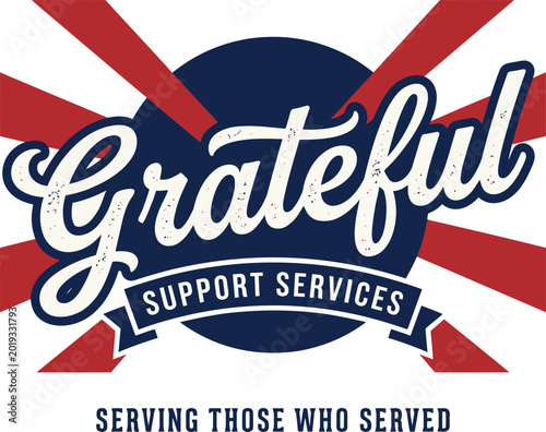 Vintage Grateful Support Services Logo Design Vector Illustration 