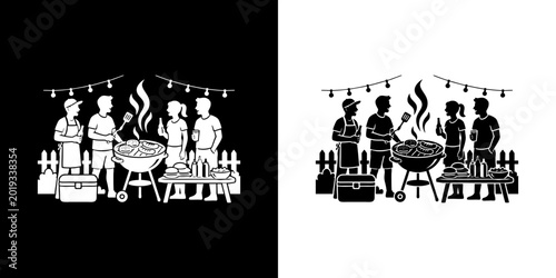 Φωτογραφία Barbecue party gathering glyph icon for outdoor cookout summer celebration and f