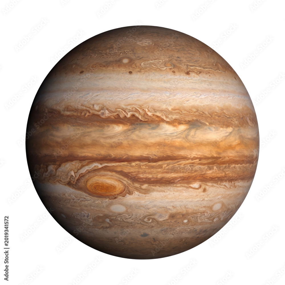 Obraz premium Planet jupiter in space with colorful stripes isolated on transparent background