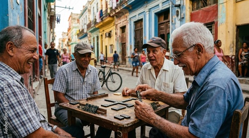 Cuban Men Playing Dominoes on Street