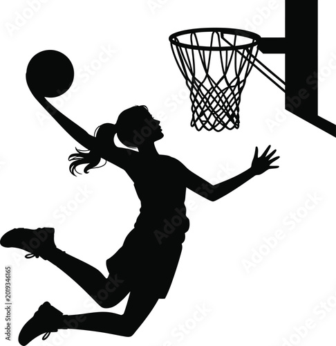 Female Basketball Player Dunk Silhouette – Women Sports Action Graphic Design