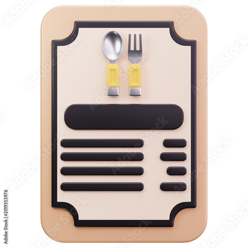 Elegant Restaurant Menu Board 3D Illustrations