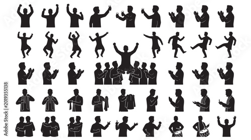 Konstfotografi Groom Brotherhood Celebration Silhouettes Sets Packs, Editable Vector Stroke Illustrations