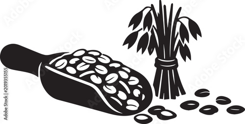 Fotografía Black and white rice seeds in scoop Vector