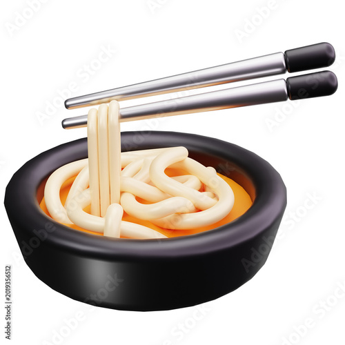 Asian Noodle Soup Bowl 3D Illustrations