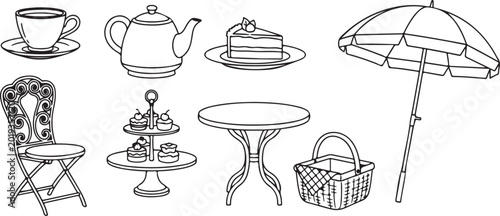 Schilderij op canvas Vector illustration of old fashioned kitchen utensils and tools Vector