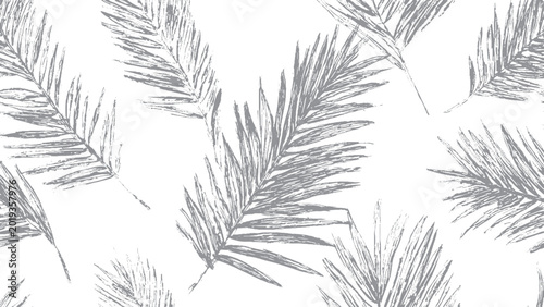 Fotografía Crayon style botanical leaves with freehand sketch texture Trendy nature silhoue