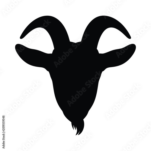 Fotografia goat head silhouette black and white isolated on white background