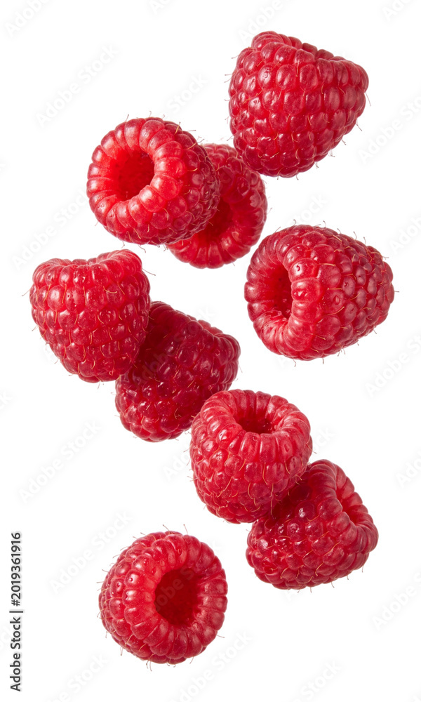 Φωτογραφία Falling Raspberry isolated on transparent background, full depth of field