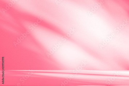 Wall interior background, studio and backdrops show products.with shadow from window color pink background for text insertion and presentation interior decoration	