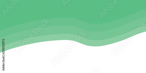 Abstract green wave vector background with smooth layered paper cut style on white space for corporate identity and web design.