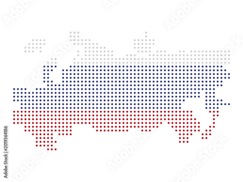 Russia dotted map with flag color
