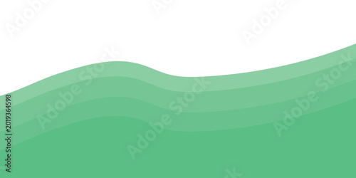 Abstract green wave vector background with smooth layered paper cut style on white space for corporate identity and web design.