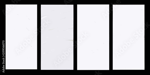 Billede på lærred four white paper panels arranged vertically high resolution isolated on black hi