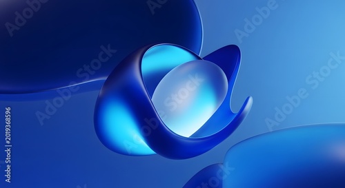 Abstract fluid shapes in vibrant blue tones a 3d render for modern design technology and corporate branding applications