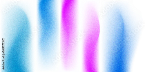 Abstract grainy gradient background with vertical blurry streaks of blue, cyan, and magenta. Colorful textured soft spray paint effect on a white backdrop for modern digital design.