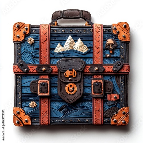 Paper Art depiction of a travel suitcase isolated on a white background.