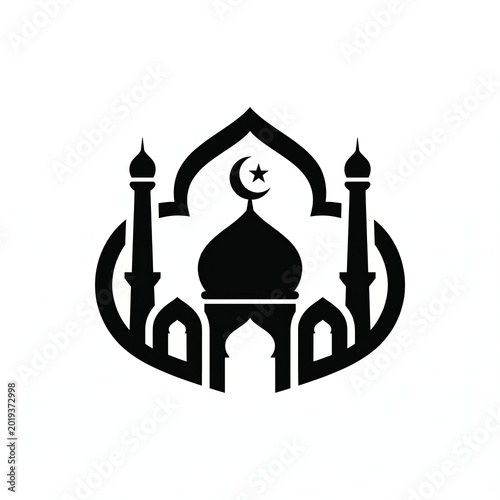 Islamic Mosque Icon Black and White Design